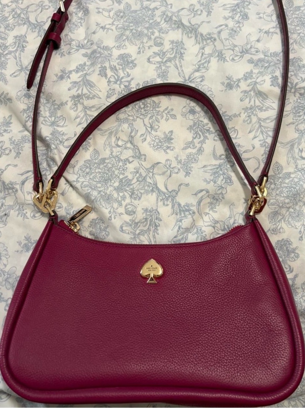 kate spade Pebbled Leather Crossbody in Deep Berry